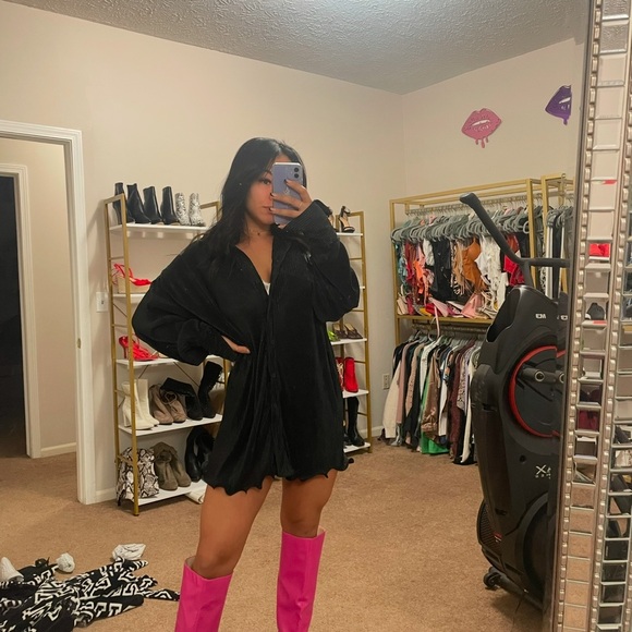 Black slinky button down dress - Picture 1 of 2